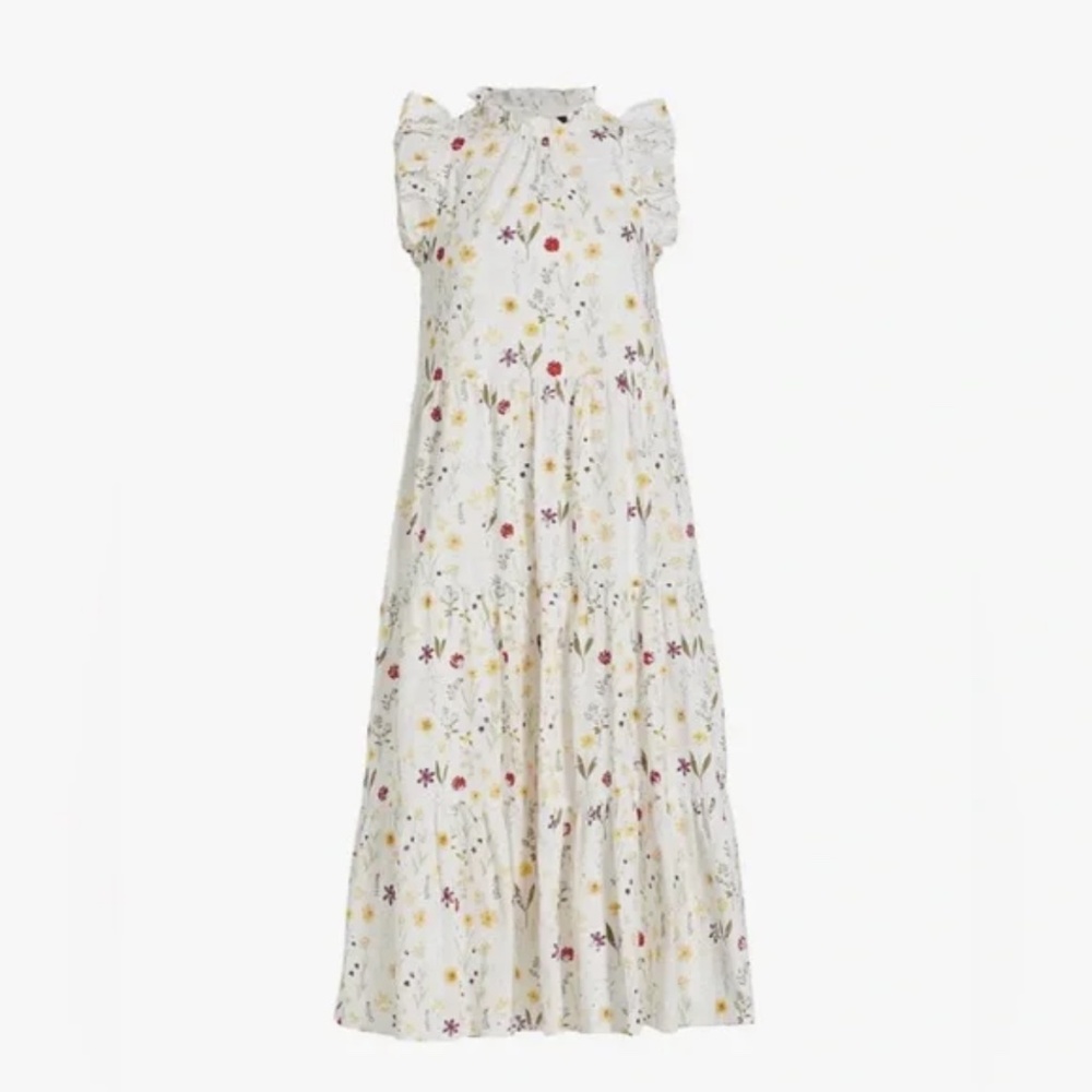 En Saison women’s white floral ruffle embroidered dress SZ SMALL